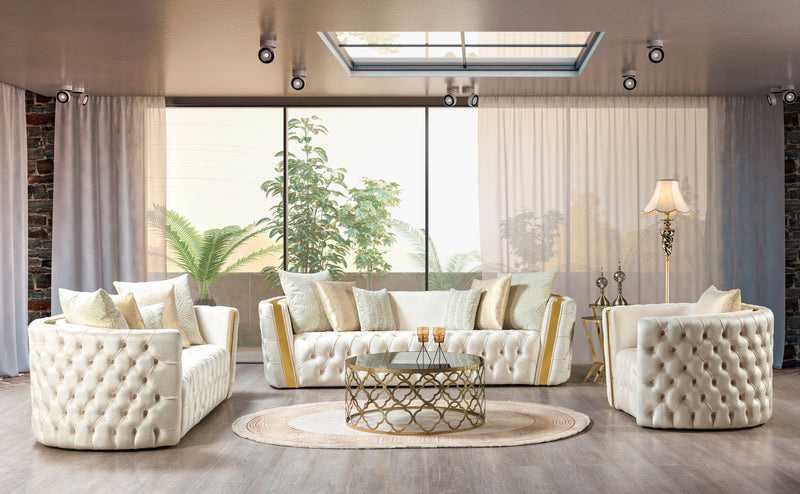 Fanci Ivory Velvet Chair - FANCIIVORY-CHAIR
