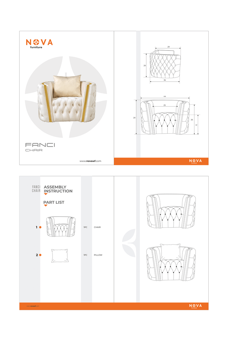Fanci Ivory Velvet Chair - FANCIIVORY-CHAIR
