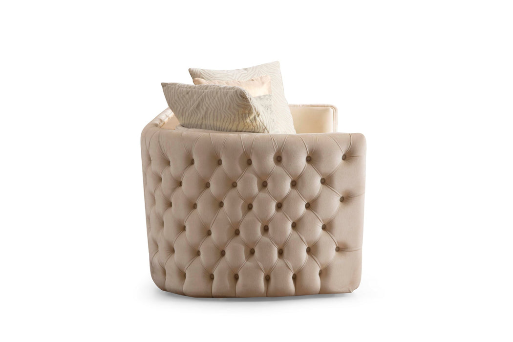 Fanci Ivory Velvet Living Room Set