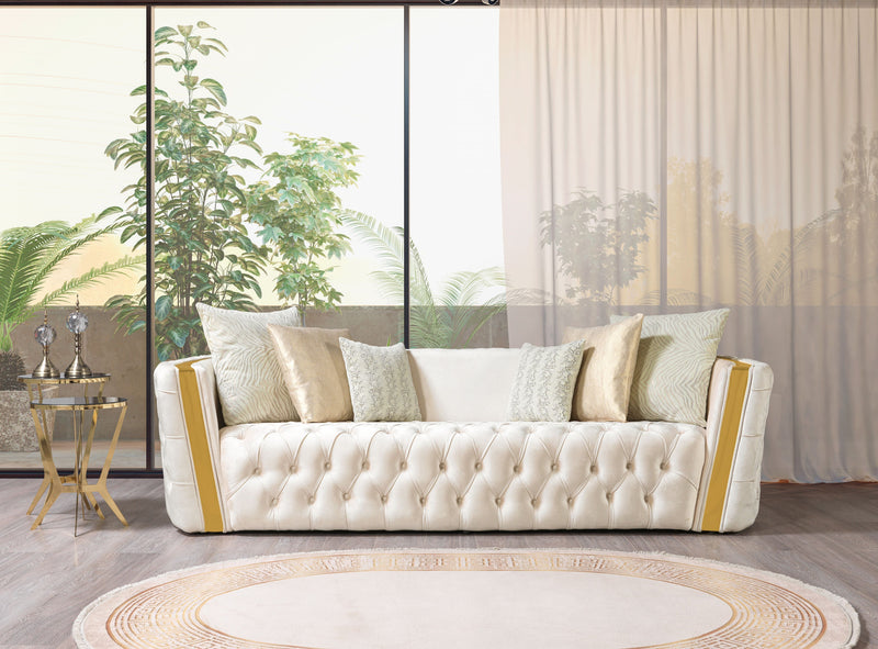Fanci Ivory Velvet Sofa & Loveseat - FANCIIVORY-SL
