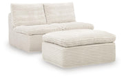 Fannin Ivory Armless Chair with Ottoman - PC8430431