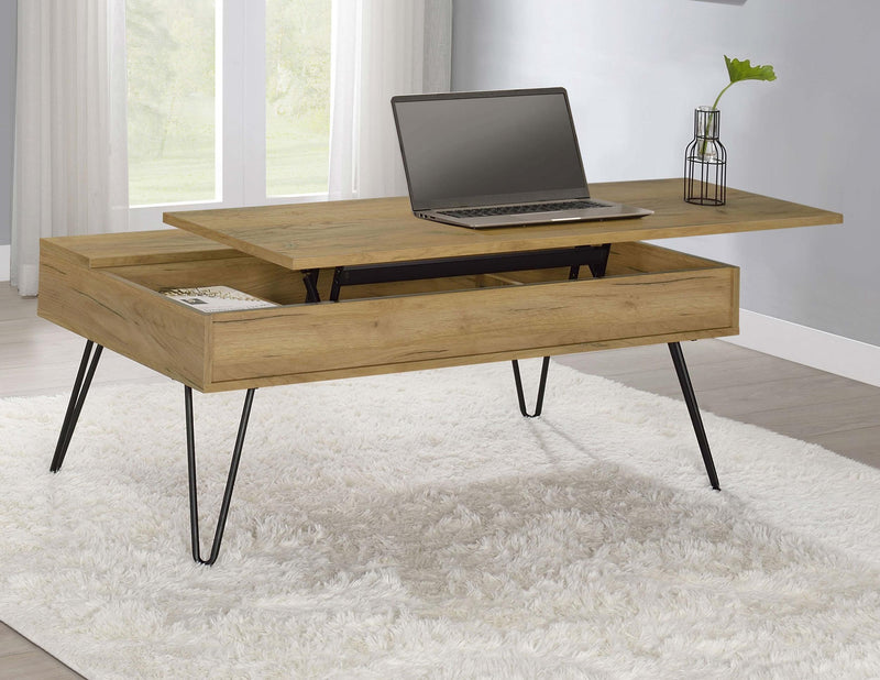 Fanning Engineered Wood Lift Top Coffee Table Golden Oak - 723368