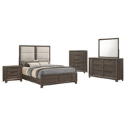 Farre 5-piece Queen Upholstered Bedroom Set Dark Brown / Beige - 225321Q-S5