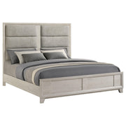 Farre Eastern King Upholstered Platform Panel Bed Washed Grey - 225111KE