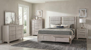 Farre Eastern King Upholstered Storage Platform Bed Washed Grey - 225110KE
