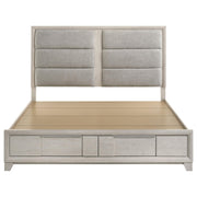 Farre Eastern King Upholstered Storage Platform Bed Washed Grey - 225110KE