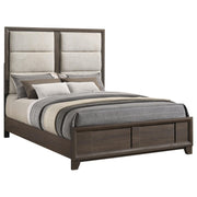 Farre Queen Upholstered Platform Panel Bed Dark Brown - 225321Q