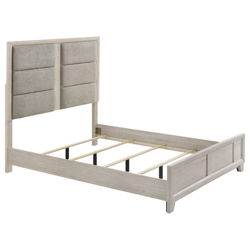 Farre Queen Upholstered Platform Panel Bed Washed Grey - 225111Q