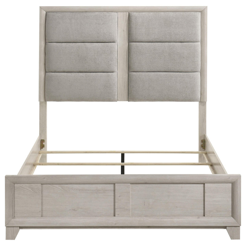 Farre Queen Upholstered Platform Panel Bed Washed Grey - 225111Q