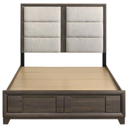 Farre Queen Upholstered Storage Platform Bed Dark Brown - 225320Q
