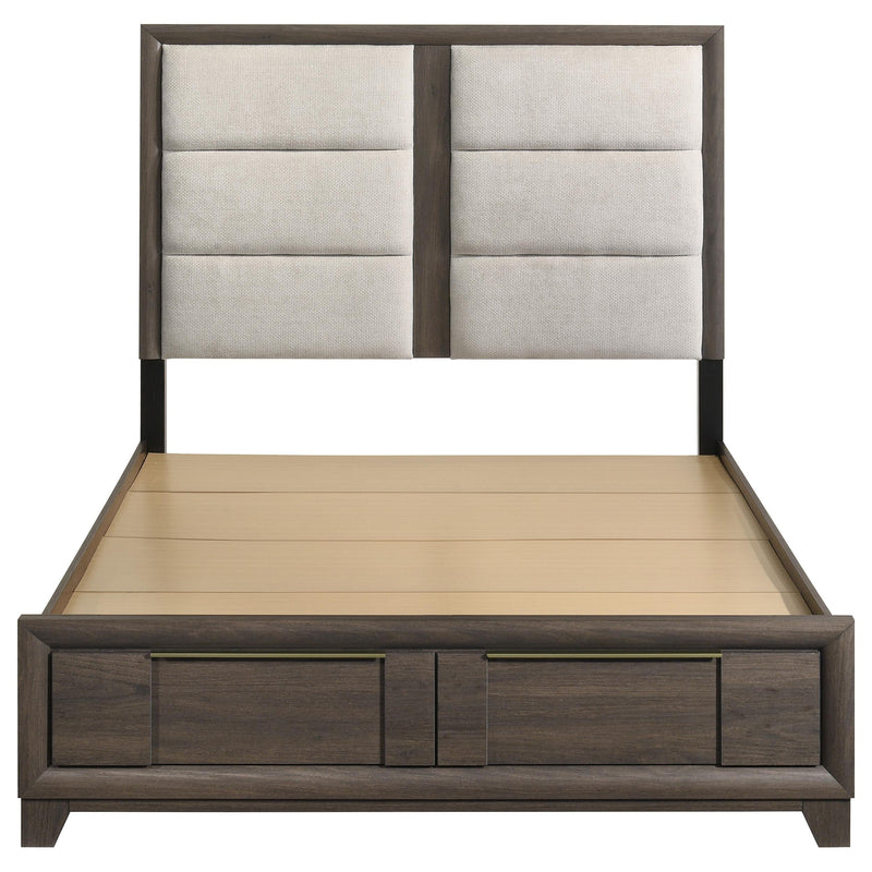 Farre Queen Upholstered Storage Platform Bed Dark Brown - 225320Q