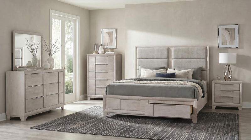 Farre Queen Upholstered Storage Platform Bed Washed Grey - 225110Q