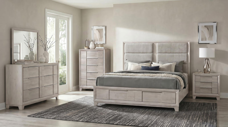 Farre Queen Upholstered Storage Platform Bed Washed Grey - 225110Q