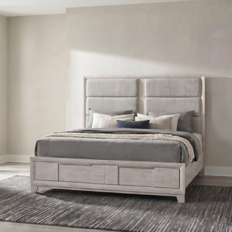 Farre Queen Upholstered Storage Platform Bed Washed Grey - 225110Q