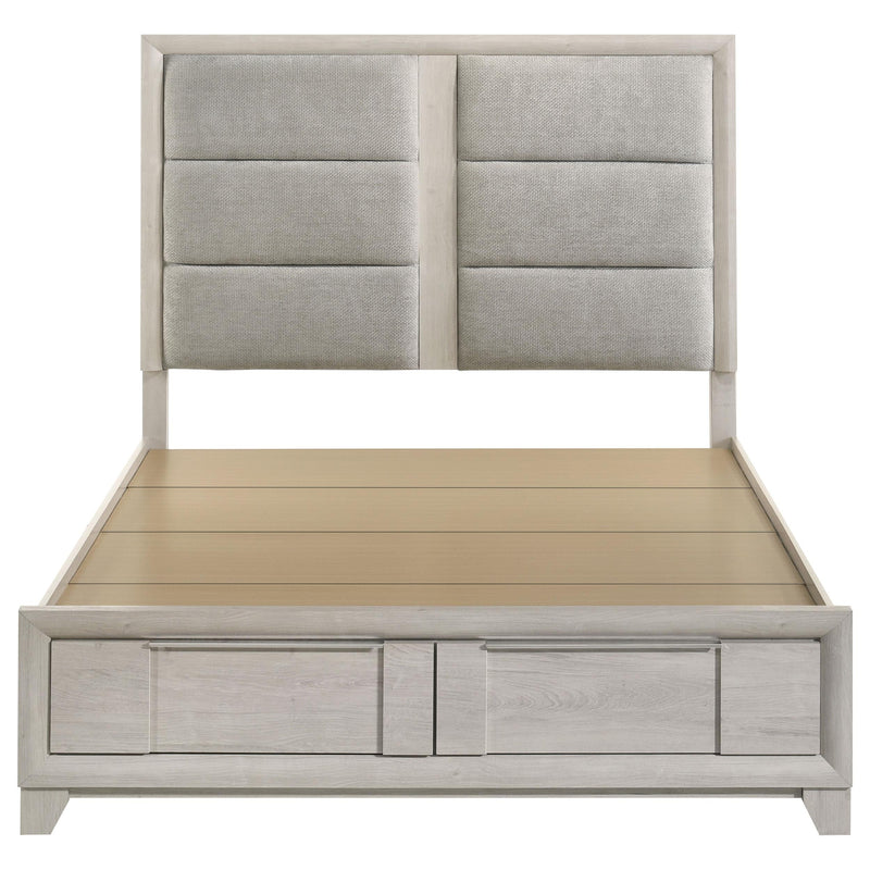 Farre Queen Upholstered Storage Platform Bed Washed Grey - 225110Q
