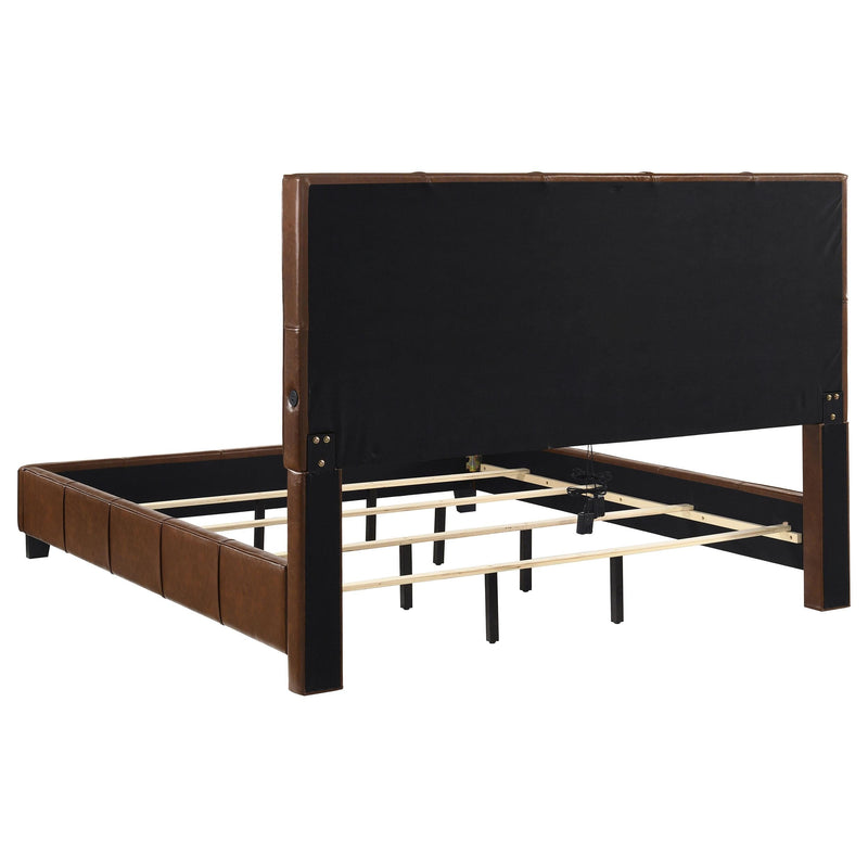 Farrell California King Leatherette Panel Bed Brown - 315923KW