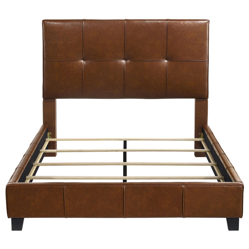 Farrell Queen Leatherette Upholstered Panel Bed Brown - 315923Q