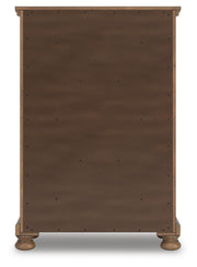 Feddinger California King Panel Bed with Mirrored Dresser and Chest in Medium Brown - PKG022328