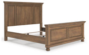 Feddinger California King Panel Bed with Mirrored Dresser and Chest in Medium Brown - PKG022328