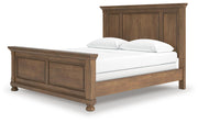 Feddinger California King Panel Bed with Mirrored Dresser and Chest in Medium Brown - PKG022328