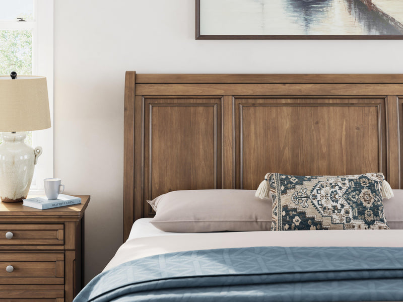 Feddinger California King Storage Sleigh Bed with Dresser and Nightstand in Medium Brown - PKG022347