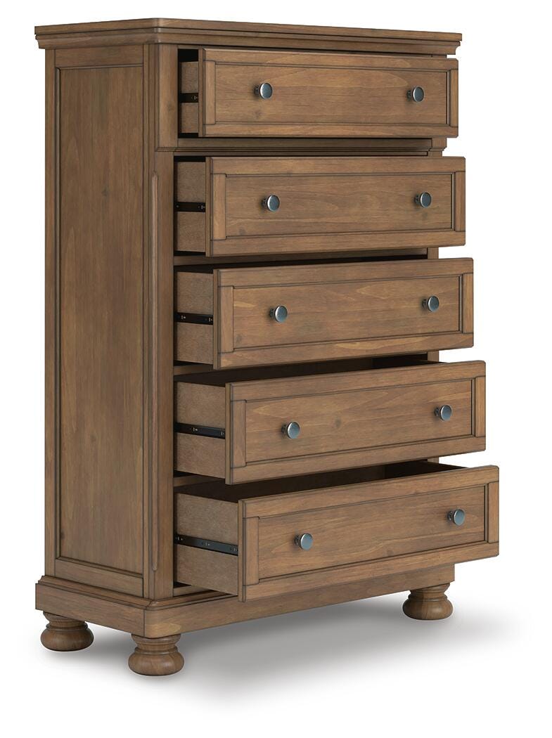 Feddinger King Panel Bed, Dresser, Mirror, Chest and 2 Nightstands - PCB779B22