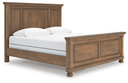 Feddinger King Panel Bed with Mirrored Dresser and Nightstand in Medium Brown - PKG022319
