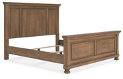 Feddinger King Panel Bed with Mirrored Dresser and Nightstand in Medium Brown - PKG022319