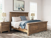 Feddinger King Panel Bed with Mirrored Dresser, Chest and Nightstand in Medium Brown - PKG022321