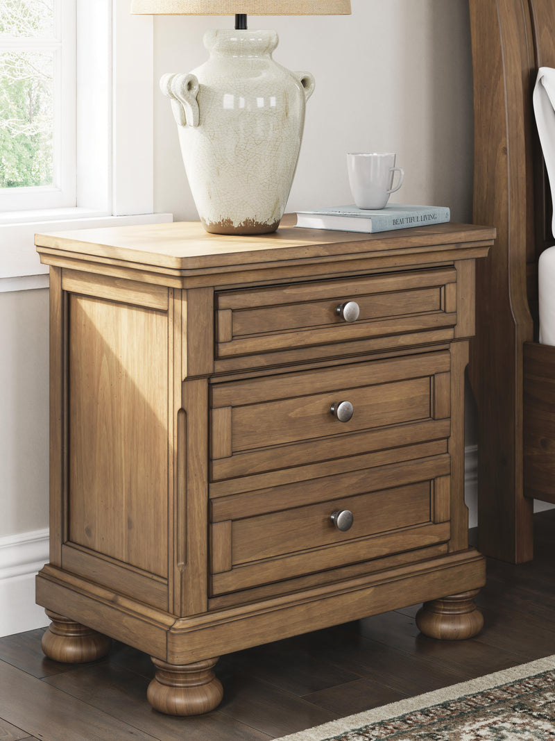Feddinger King Storage Sleigh Bed with Dresser and Nightstand in Medium Brown - PKG022339