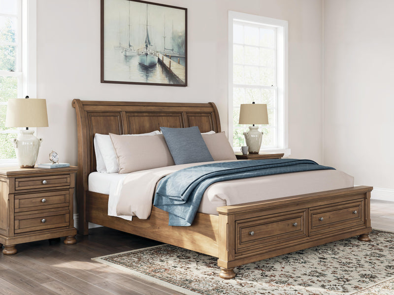 Feddinger King Storage Sleigh Bed with Dresser in Medium Brown - PKG022338