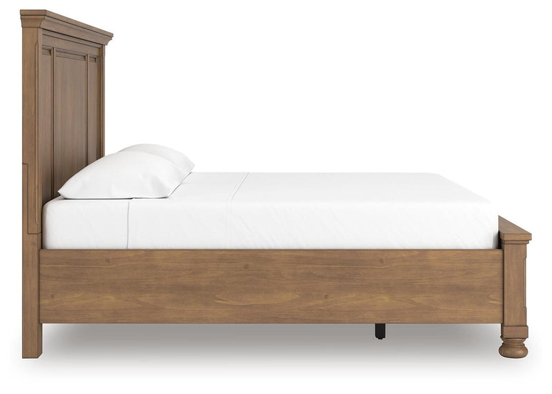 Feddinger Medium Brown King Panel Storage Bed, Dresser, Mirror, Chest and Nightstand - PCB779B17