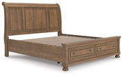 Feddinger Medium Brown King Storage Sleigh Bed - PCB779B8
