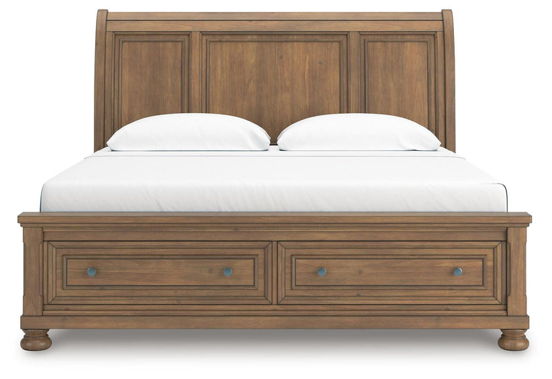Feddinger Medium Brown King Storage Sleigh Bed - PCB779B8