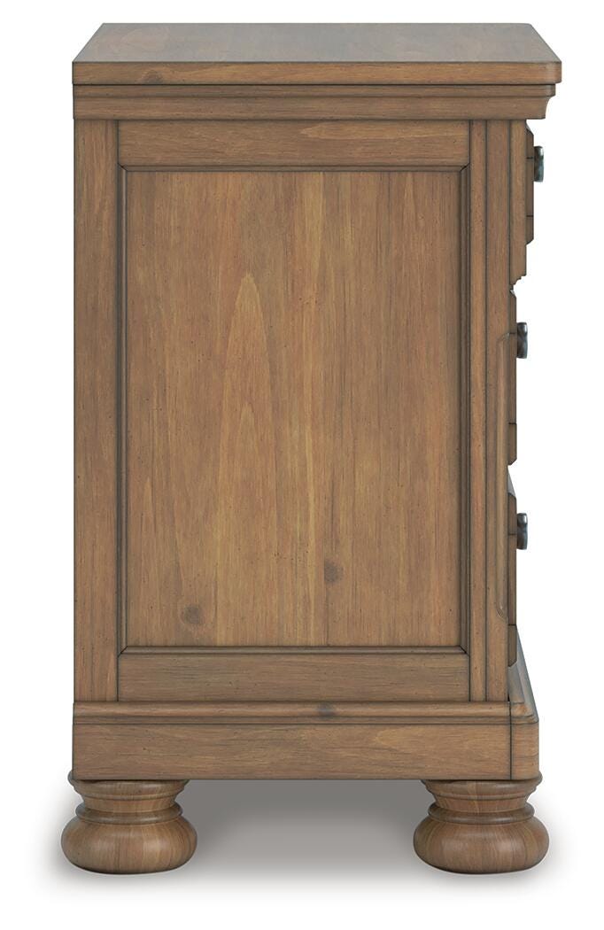 Feddinger Medium Brown Queen Panel Bed, Dresser, Mirror, Chest and Nightstand - PCB779B10