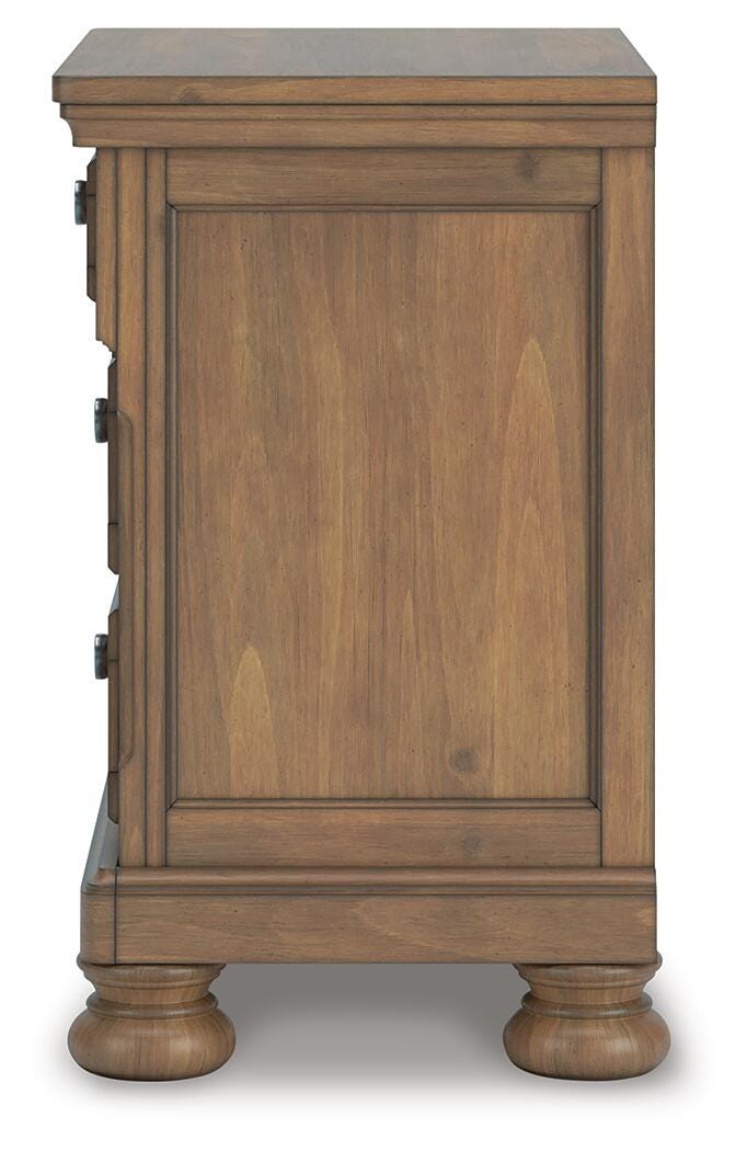 Feddinger Medium Brown Queen Panel Bed, Dresser, Mirror, Chest and Nightstand - PCB779B10