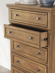 Feddinger Medium Brown Queen Sleigh Bed, Dresser, Mirror, Chest and Nightstand - PCB779B18