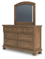 Feddinger Medium Brown Queen Sleigh Bed, Dresser, Mirror, Chest and Nightstand - PCB779B18