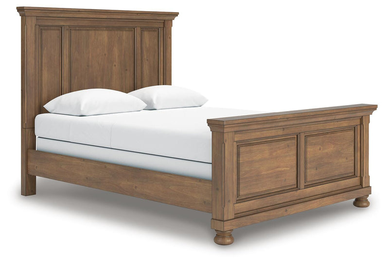 Feddinger Queen Panel Bed with Mirrored Dresser and 2 Nightstands in Medium Brown - PKG022301
