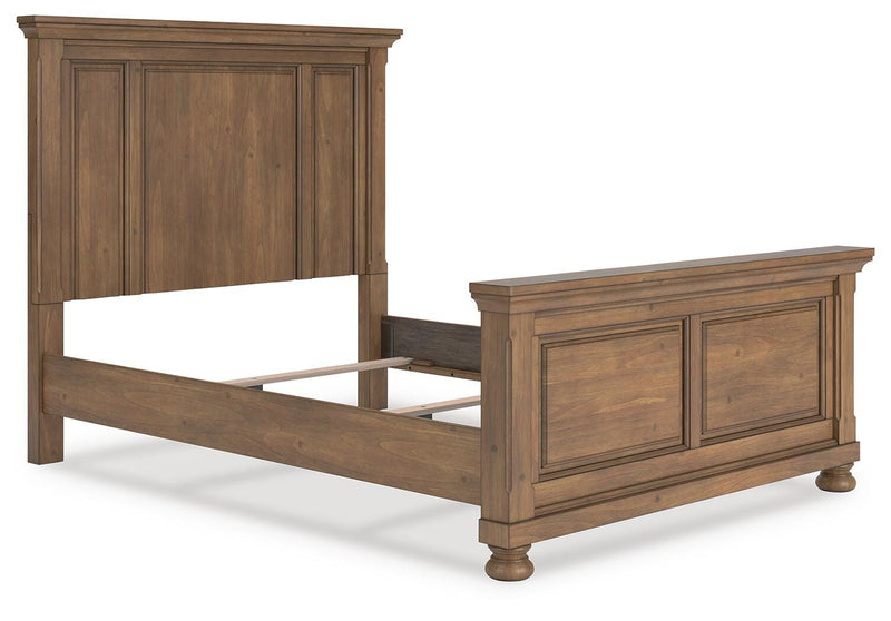 Feddinger Queen Panel Bed with Mirrored Dresser and Nightstand in Medium Brown - PKG022303