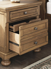 Feddinger Queen Panel Bed with Mirrored Dresser and Nightstand in Medium Brown - PKG022303
