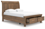 Feddinger Queen Storage Sleigh Bed with Dresser and Nightstand in Medium Brown - PKG022315