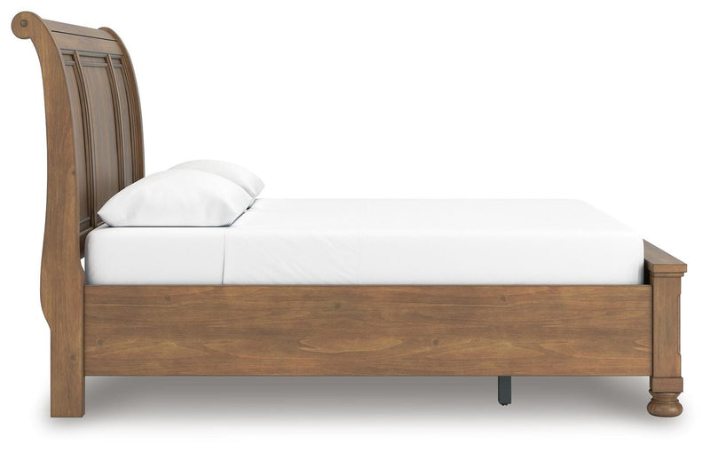 Feddinger Queen Storage Sleigh Bed with Dresser in Medium Brown - PKG022314
