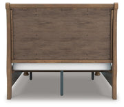 Feddinger Queen Storage Sleigh Bed with Mirrored Dresser and Nightstand in Medium Brown - PKG022311