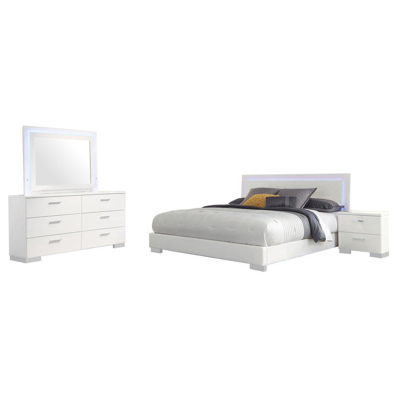 Felicity 4-piece Queen Bedroom Set White High Gloss - 203500Q-S4L