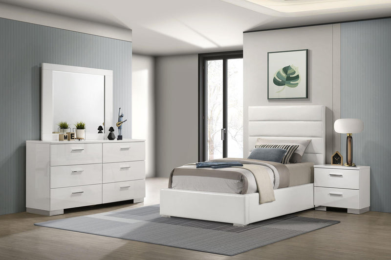 Felicity 4-piece Twin Bedroom Set White High Gloss - 203511T-S4