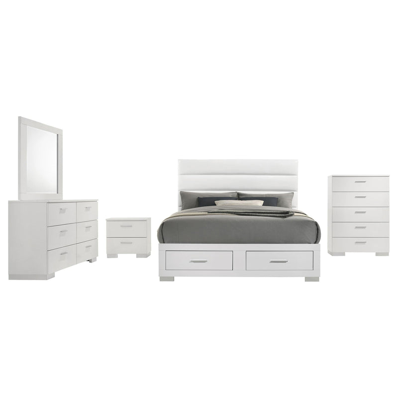 Felicity 5-piece Eastern King Platform Bedroom Set White - 203510KE-S5
