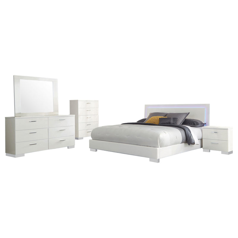 Felicity 5-piece Queen Bedroom Set White High Gloss - 203500Q-S5