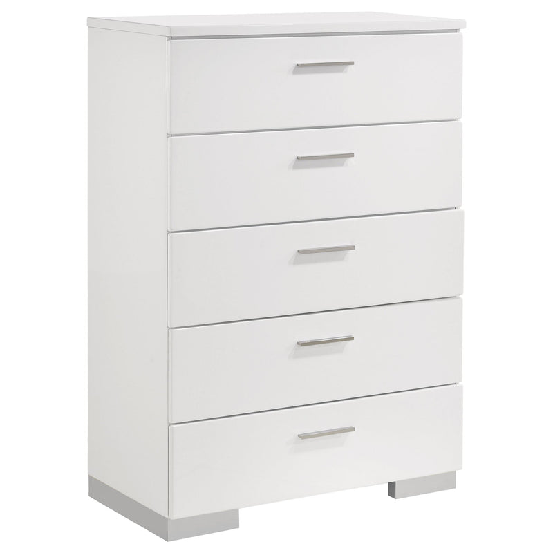 Felicity 5-piece Queen Bedroom Set White High Gloss - 203500Q-S5L