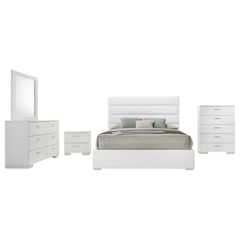 Felicity 5-piece Queen Bedroom Set White High Gloss - 203511Q-S5